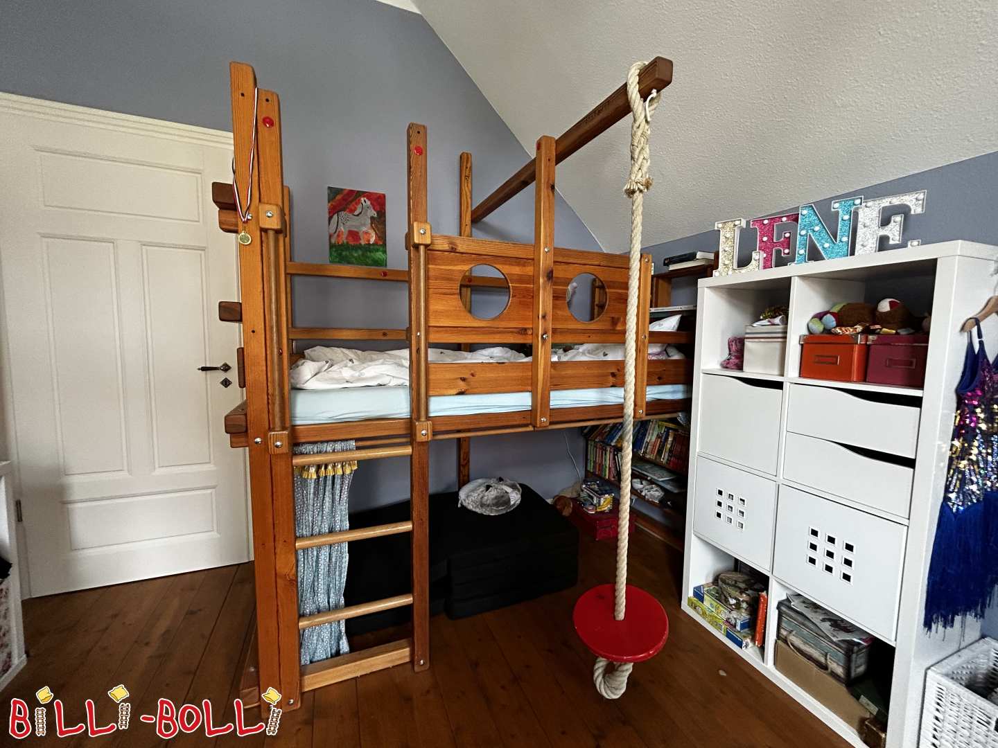 Loft bed that grows with the child with sloping roof steps and bunk board (Category: Accessories/extension parts pre-owned)