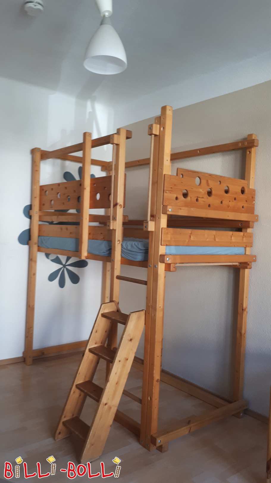 Cama alta com tábua de rato em madeira de abeto que cresce com a criança - Dresden (Categoria: Cama alta que cresce com a criança usada)