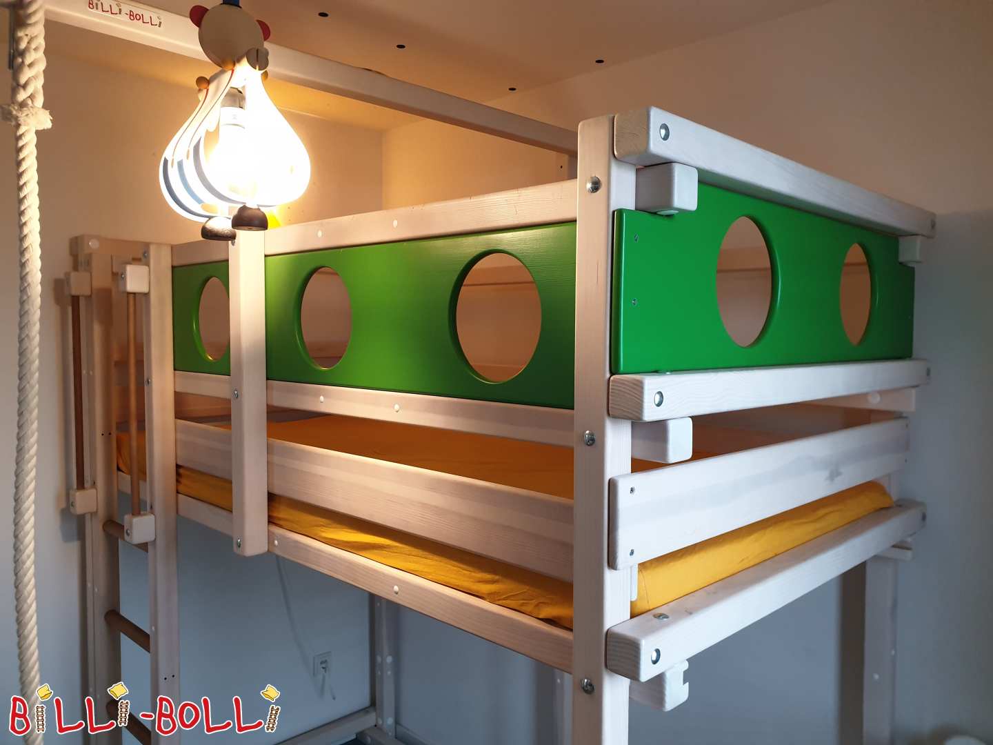 Growing loft bed 100x200 pine, with rocking beam (Category: Loft Bed Adjustable by Age pre-owned)