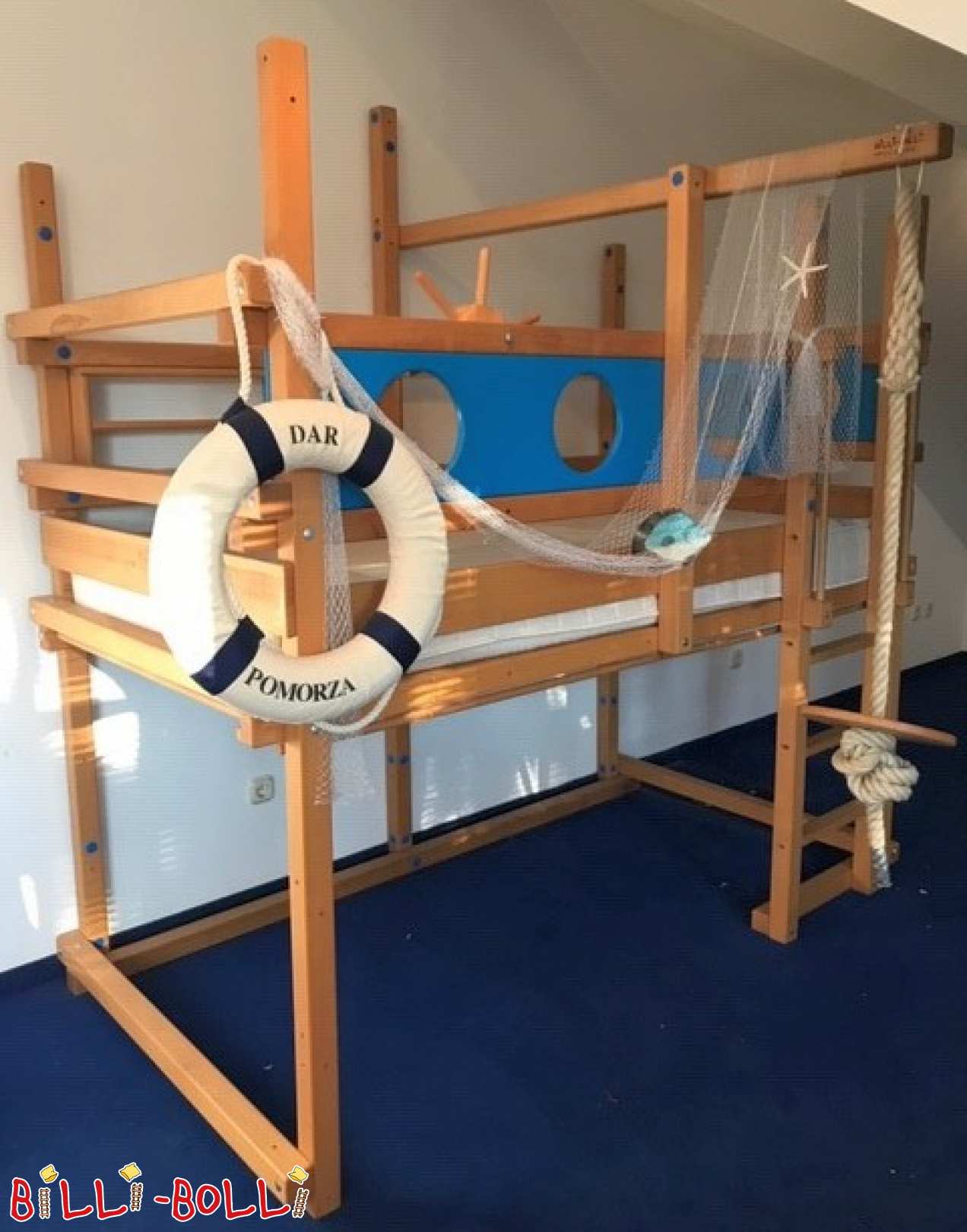 Growing pirate loft bed 100 x 200 cm, oiled beech, near Cologne (Category: second hand loft bed)