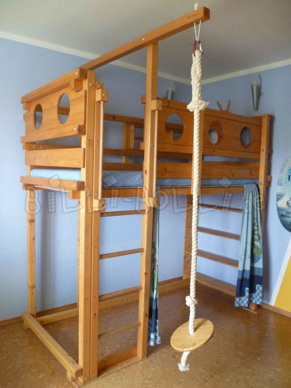 Pirate bed that grows with the child, 90 x 200 cm, oiled waxed spruce (Category: second hand loft bed)