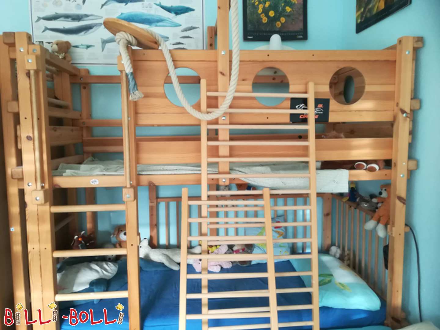 Pat supraetajat Pirate 90x200 cm, pin netratat (Categorie: Pat supraetajat folosit)