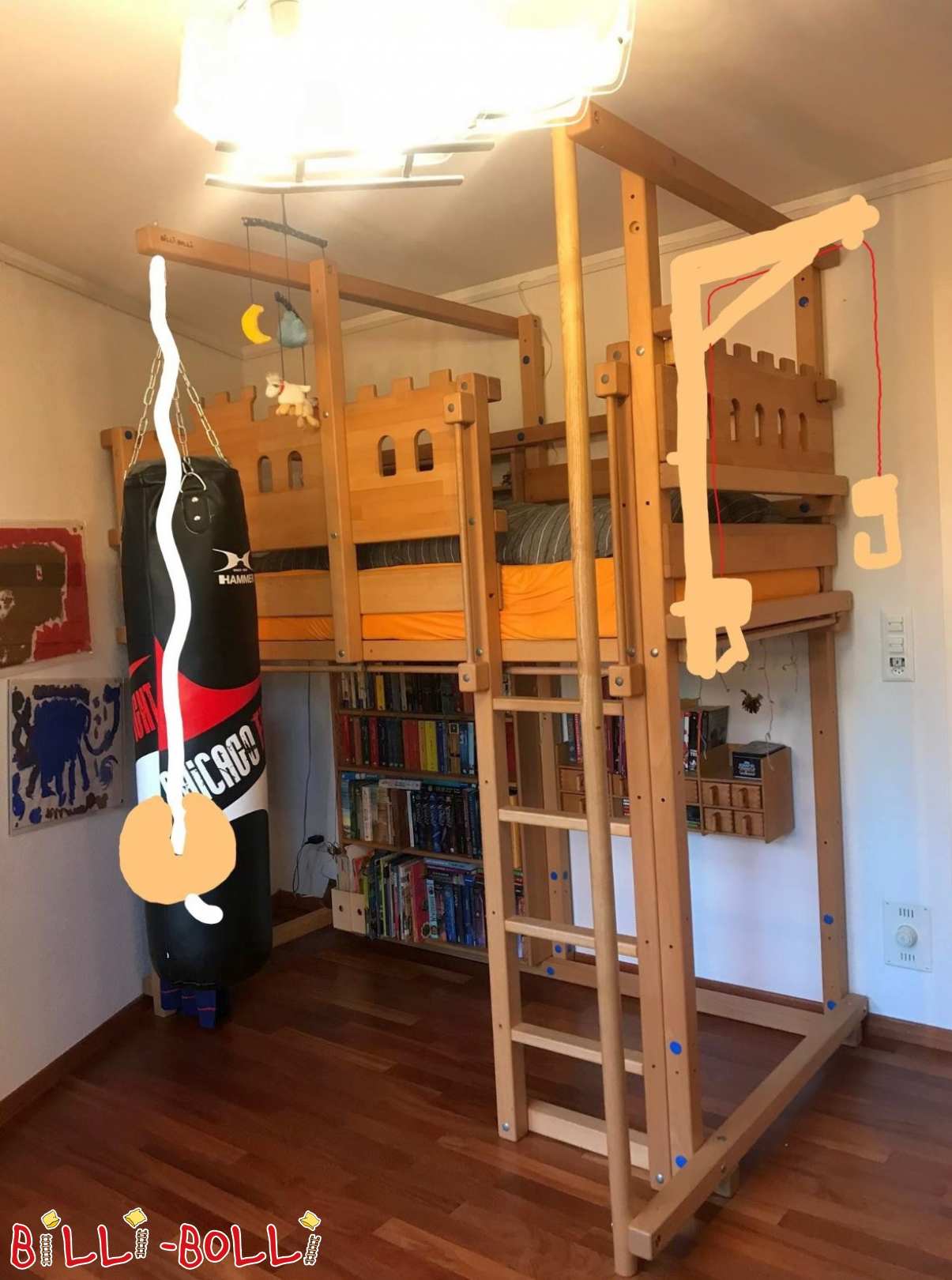 Ritterburg loft bed in beech oiled with fire pole in St. Gallen (Category: second hand loft bed)