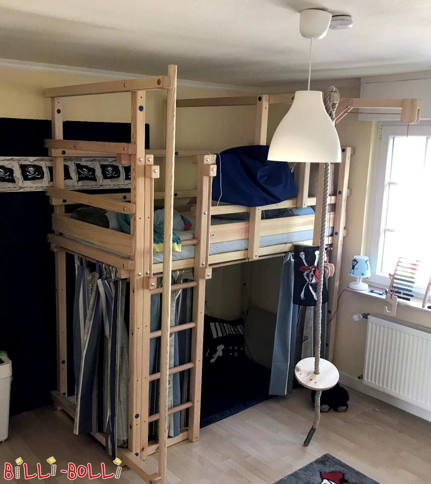Growing loft bed with fire brigade pole, swing, and much more (Category: Loft Bed Adjustable by Age pre-owned)