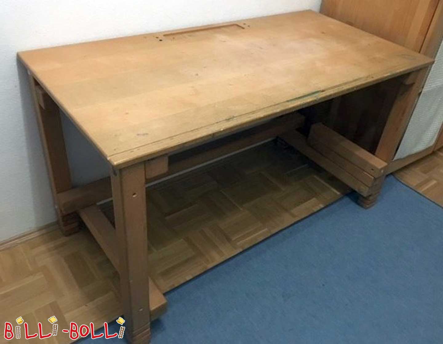 Desk, oiled-waxed beech, width 123 cm (Category: second hand kids’ furniture)