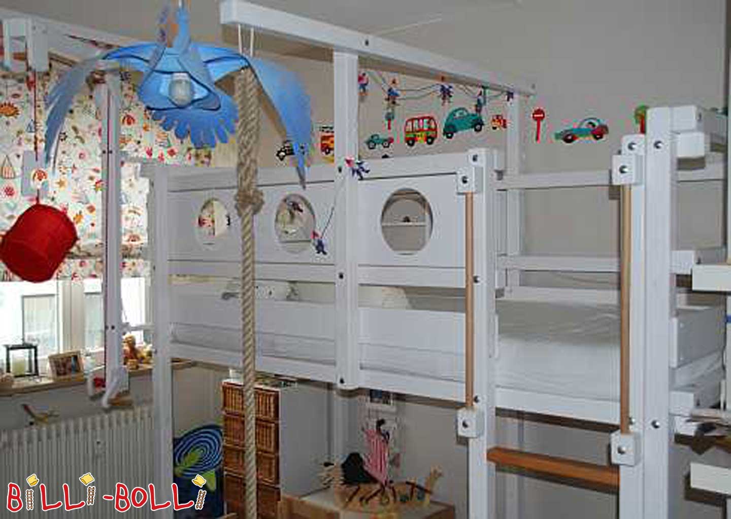 Billi-Bolli cama tipo loft para niños, acristalada blanca (Categoría: cama alta segunda mano)