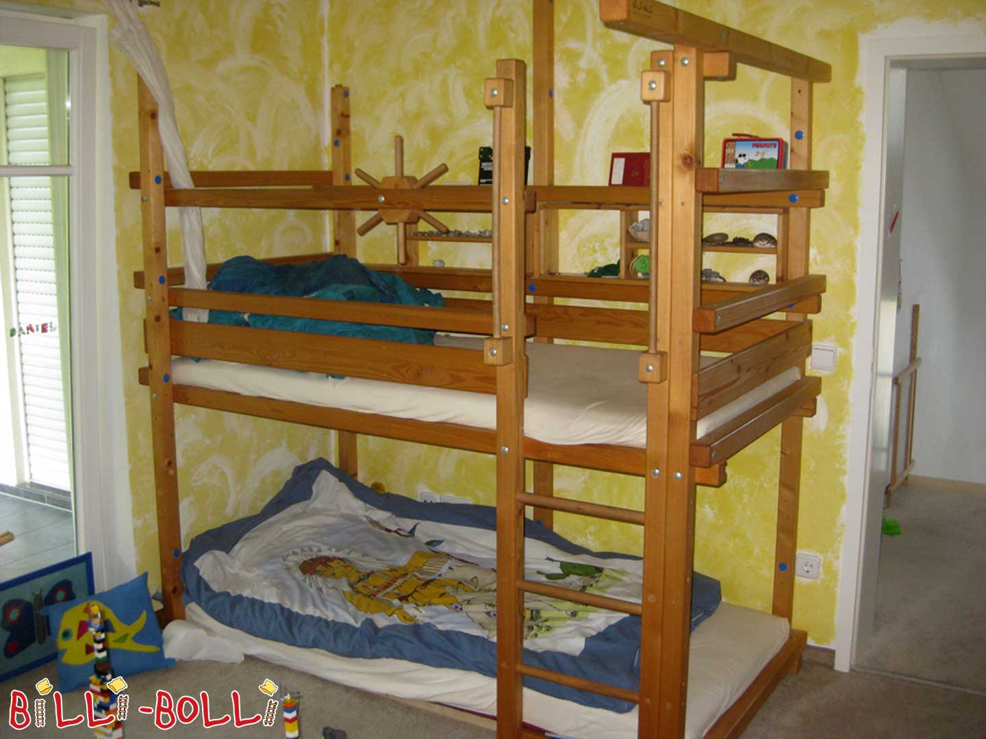 Loft bed tat-tfal li tikber mat-tifel, oiled (Kategorija: Sodda loft meħtieġa)