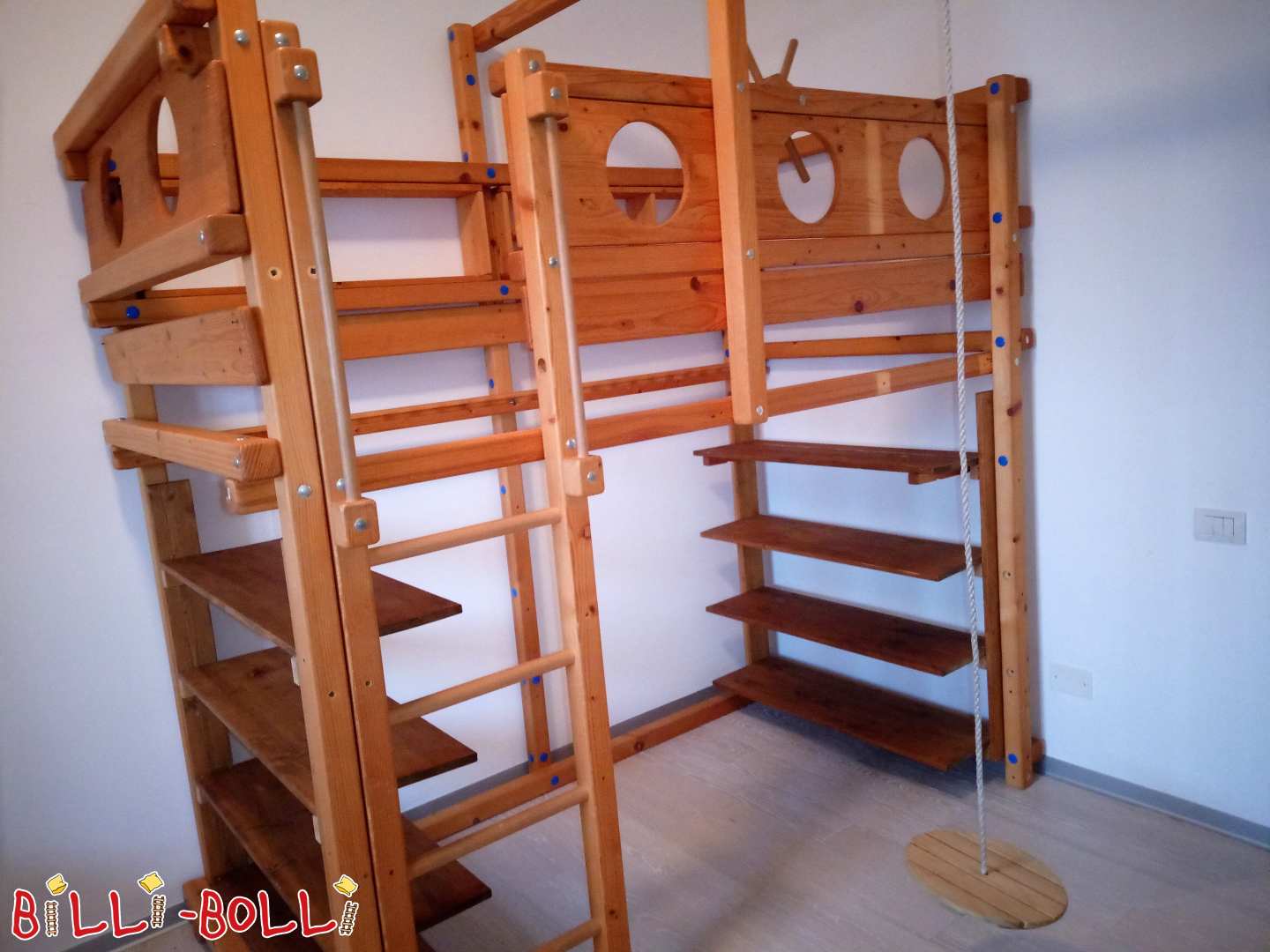 Cama alta marinera 100x200 hecha de abeto en Heidelberg (Categoría: cama alta segunda mano)