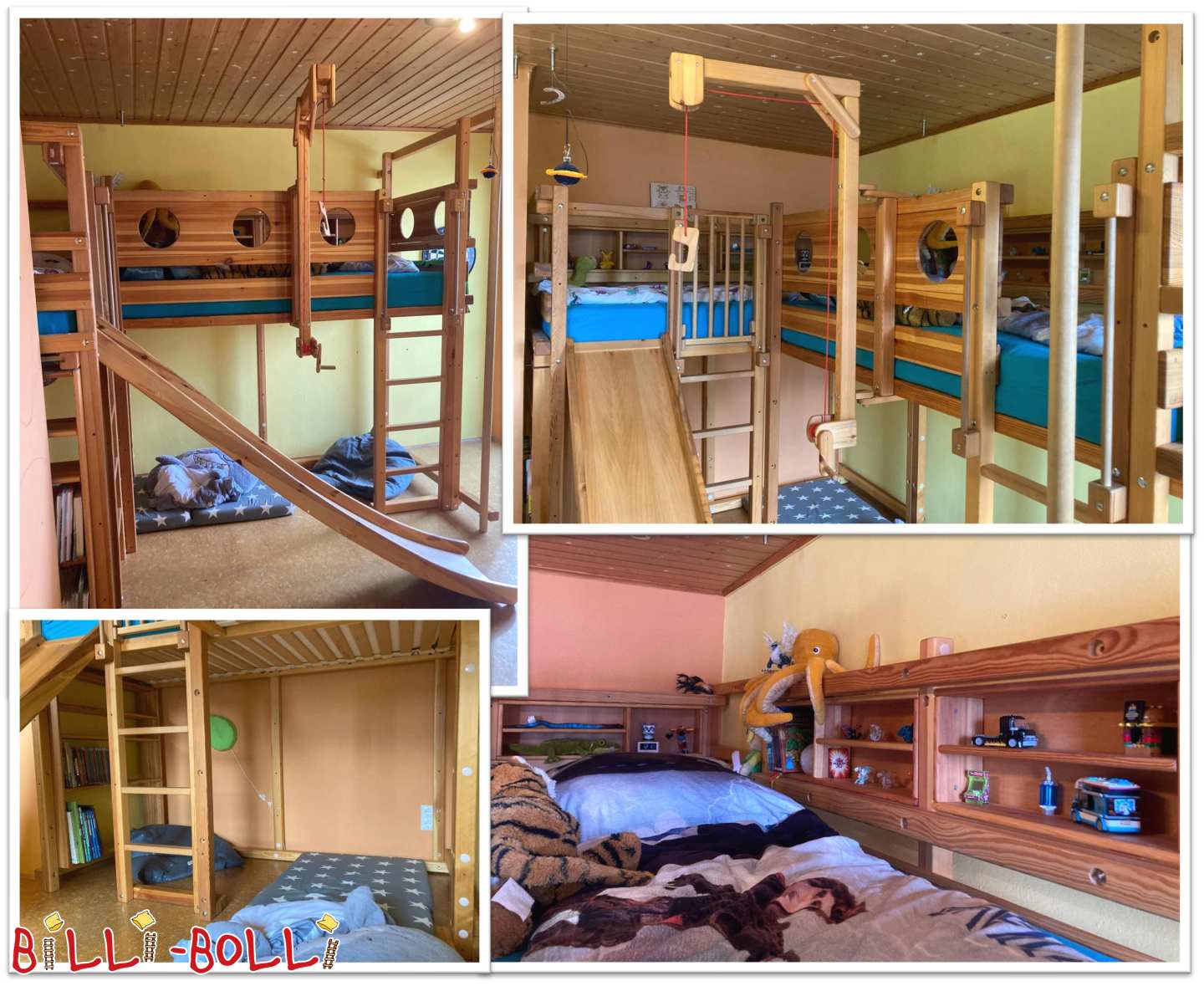 Custom-made: 2 connected loft beds that grow with your child, with lots of accessories (Category: Loft Bed Adjustable by Age pre-owned)