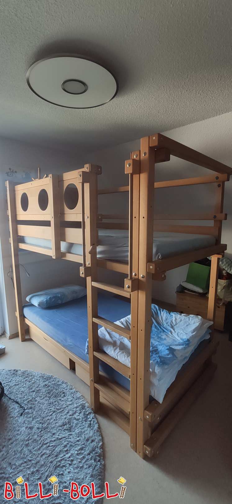 Play bed, bunk bed 100 x 200 with slide tower and swing ship (Category: Bunk Bed Laterally Staggered pre-owned)