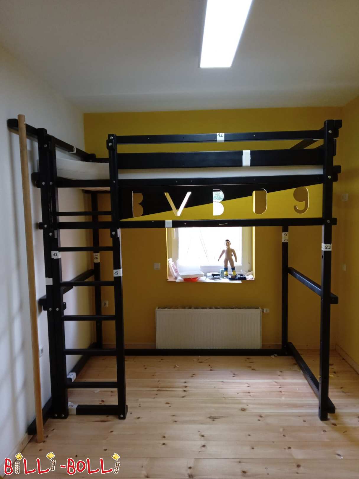 Studenten hoogslaper 120x220 zwart BVB Design Magdeburg slide bar (Categorie: Studenten hoogslaper gebruikt)
