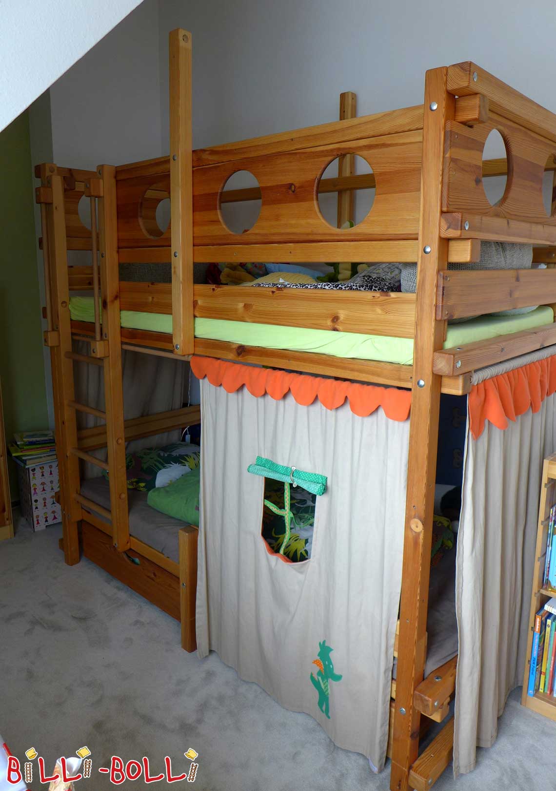 Świetne łóżko piętrowe Billi-Bolli z mnóstwem akcesoriów (Kategoria: Łóżko piętrowe używane)