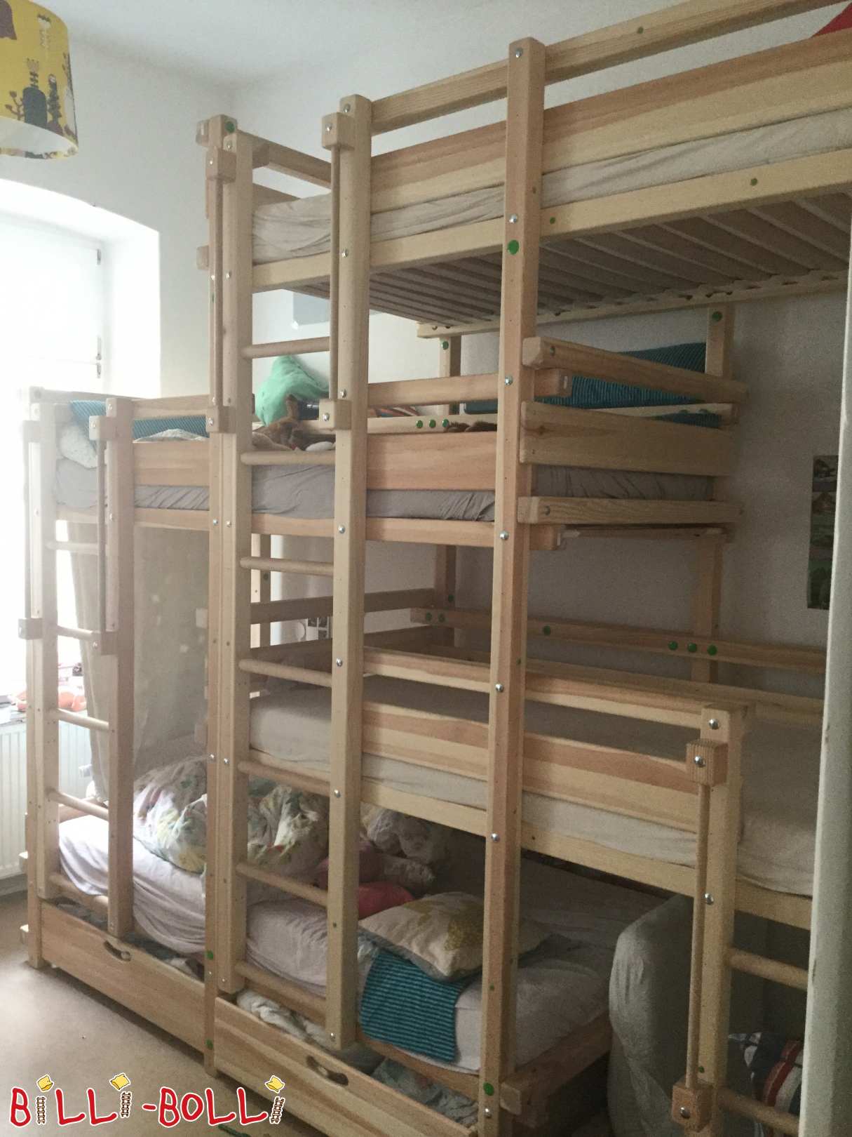 Četrstāvu gultas sānu nobīde (90x200cm) 4 bērniem (Kategorija: Izmantotās bērnu mēbeles)