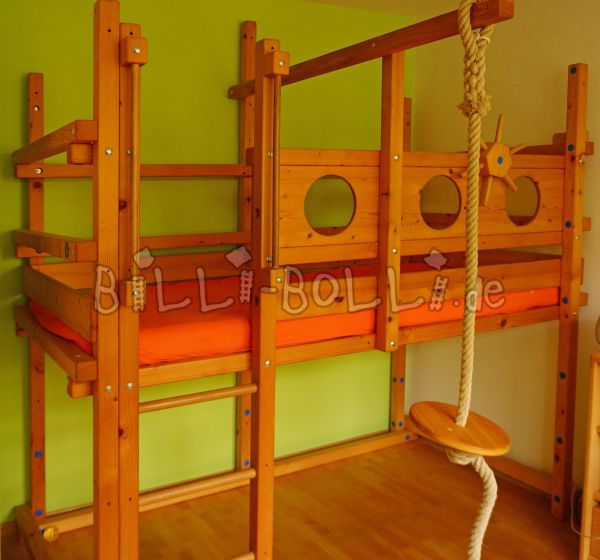 Beautiful loft bed made of spruce, 100 x 200 cm with oil wax treatment (Category: second hand loft bed)