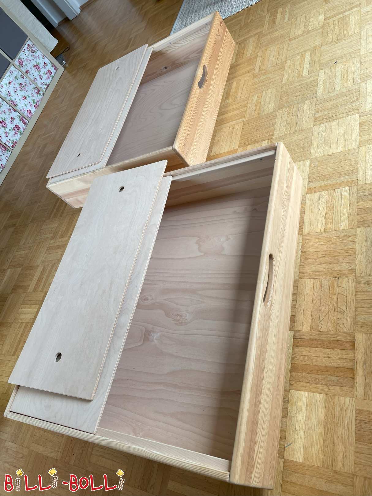 Two bed drawers (pine untreated) in Dusseldorf (Category: Accessories/extension parts pre-owned)